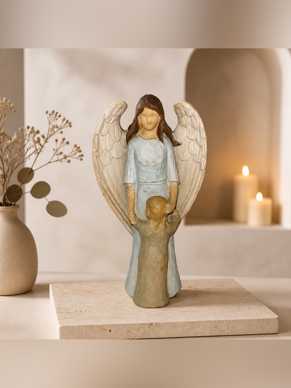 Always & Forever Collectible Girl Hugging Angel Resin Figurine